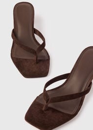 Suede Toe Post Heeled Mule