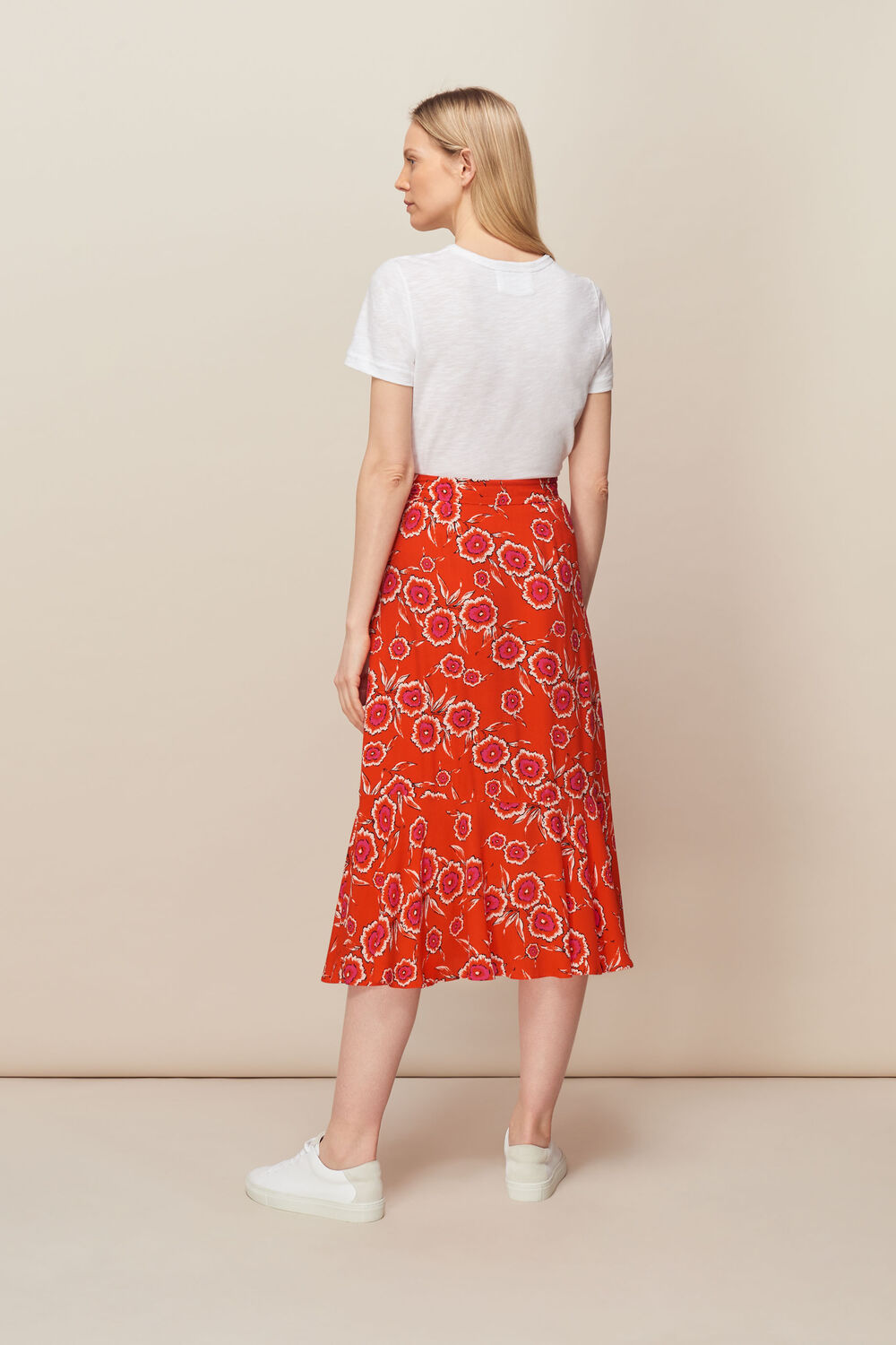 Multicolour Diagonal Floral Skirt