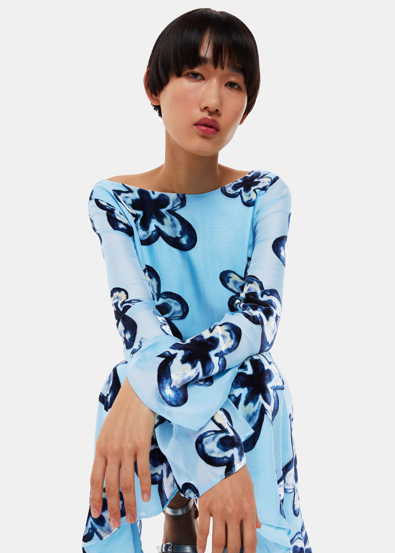 Hazy Floral Velvet Dress