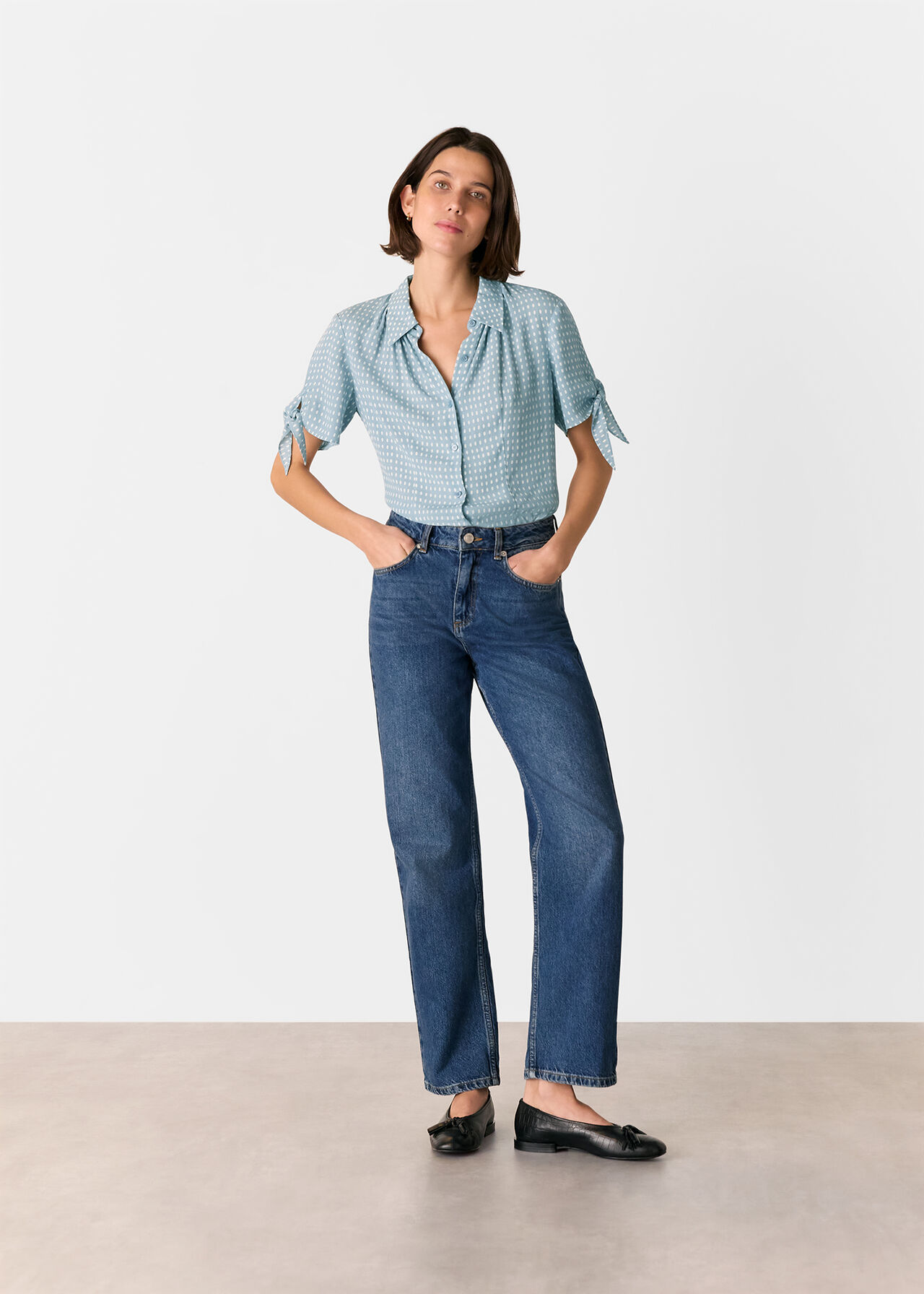 Oval Spot Tie Sleeve Shirt