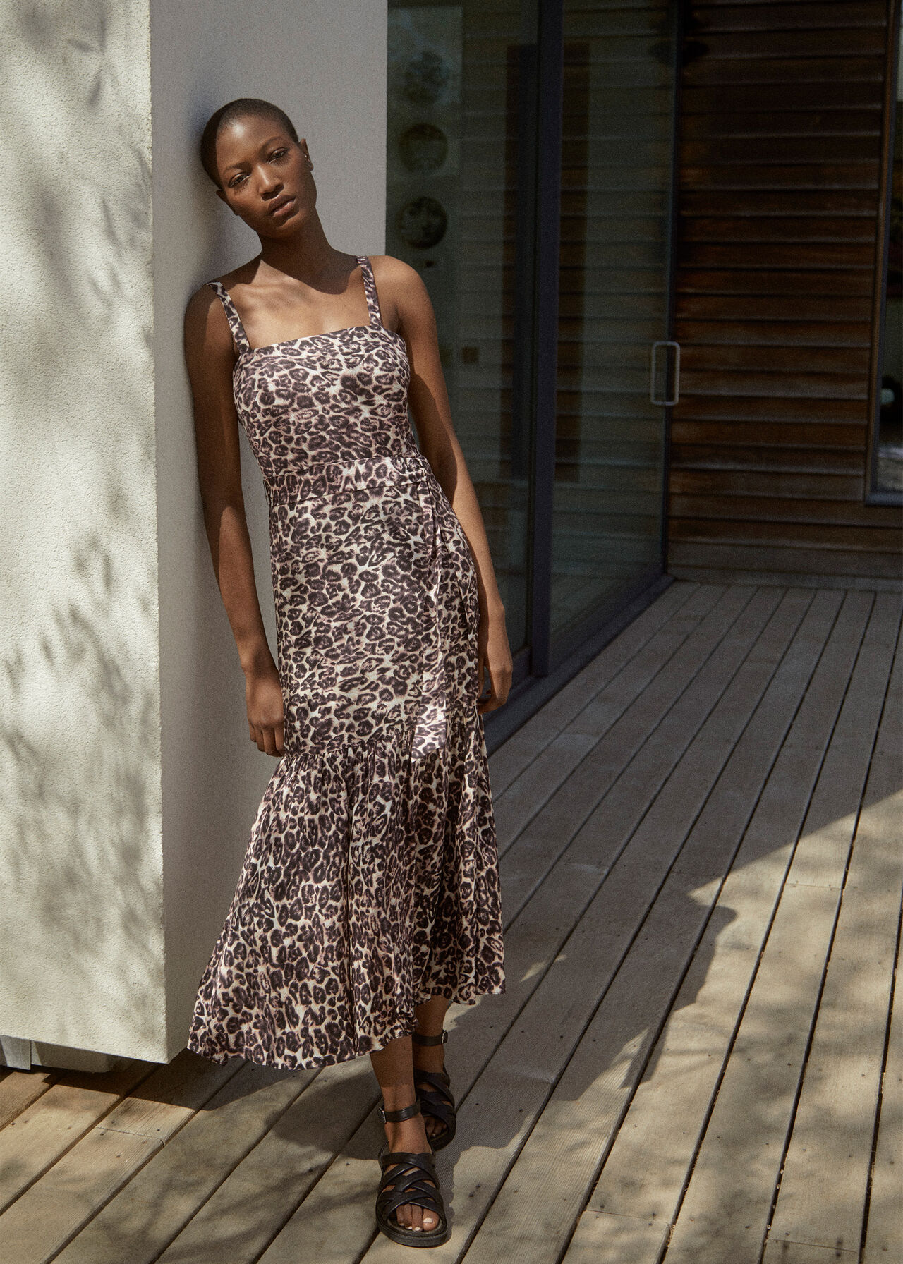 Eleta Leopard Silk Mix Dress