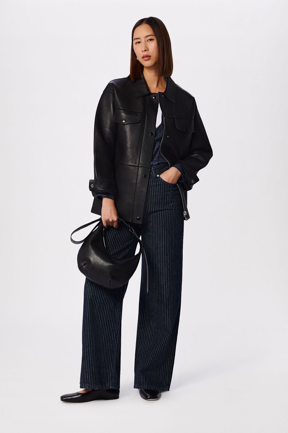Petite Clean Bonded Leather Jacket