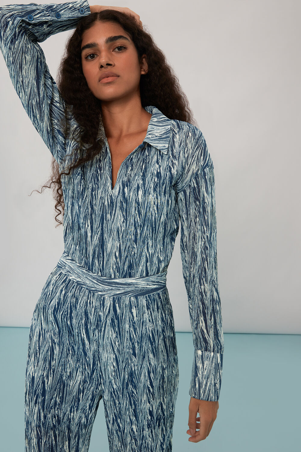 Marble Stripe Plisse Trousers