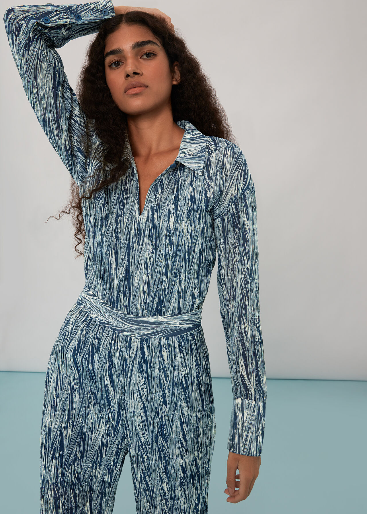 Marble Stripe Plisse Trousers