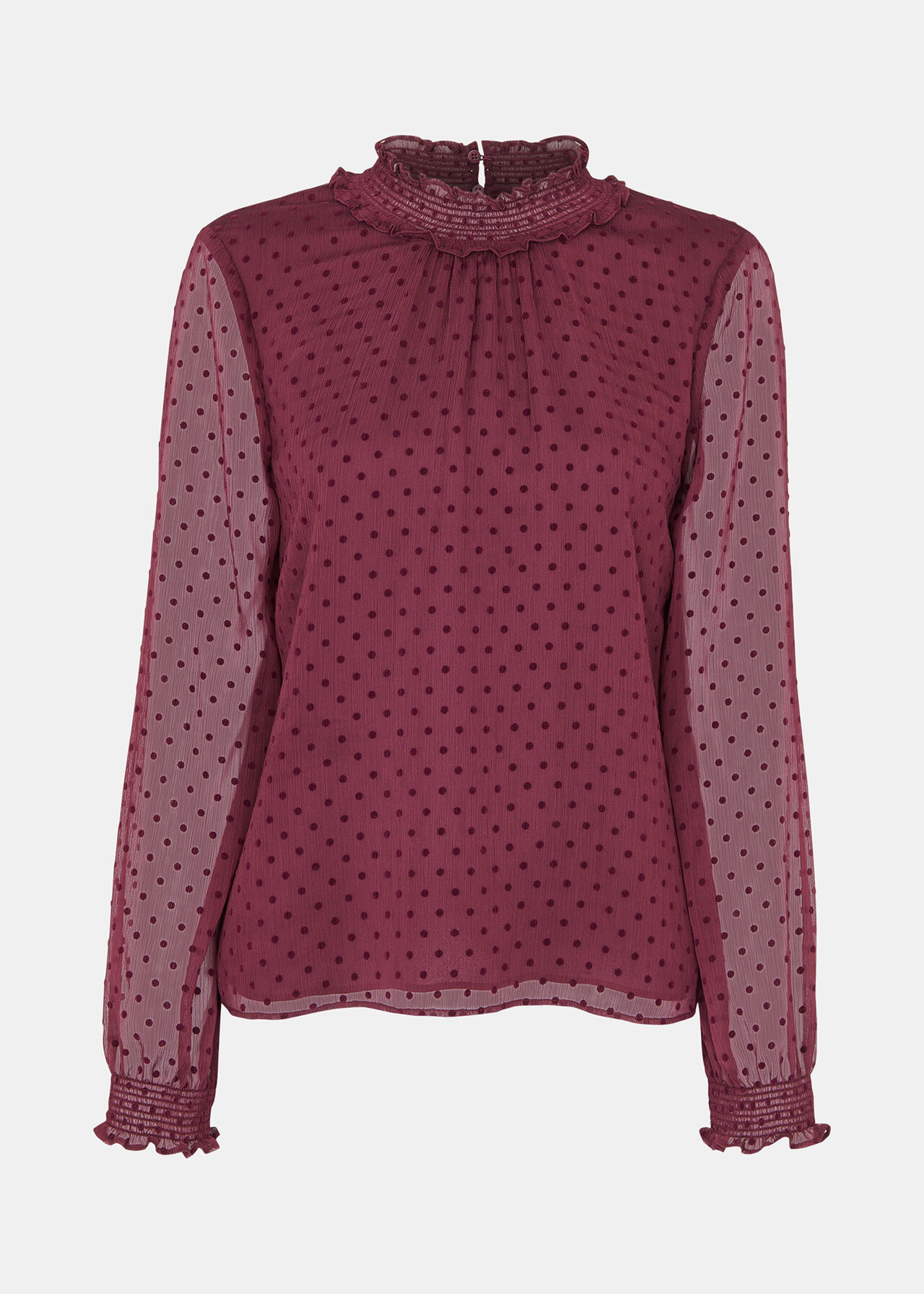 Dobby Velvet Shirred Top