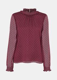 Dobby Velvet Shirred Top