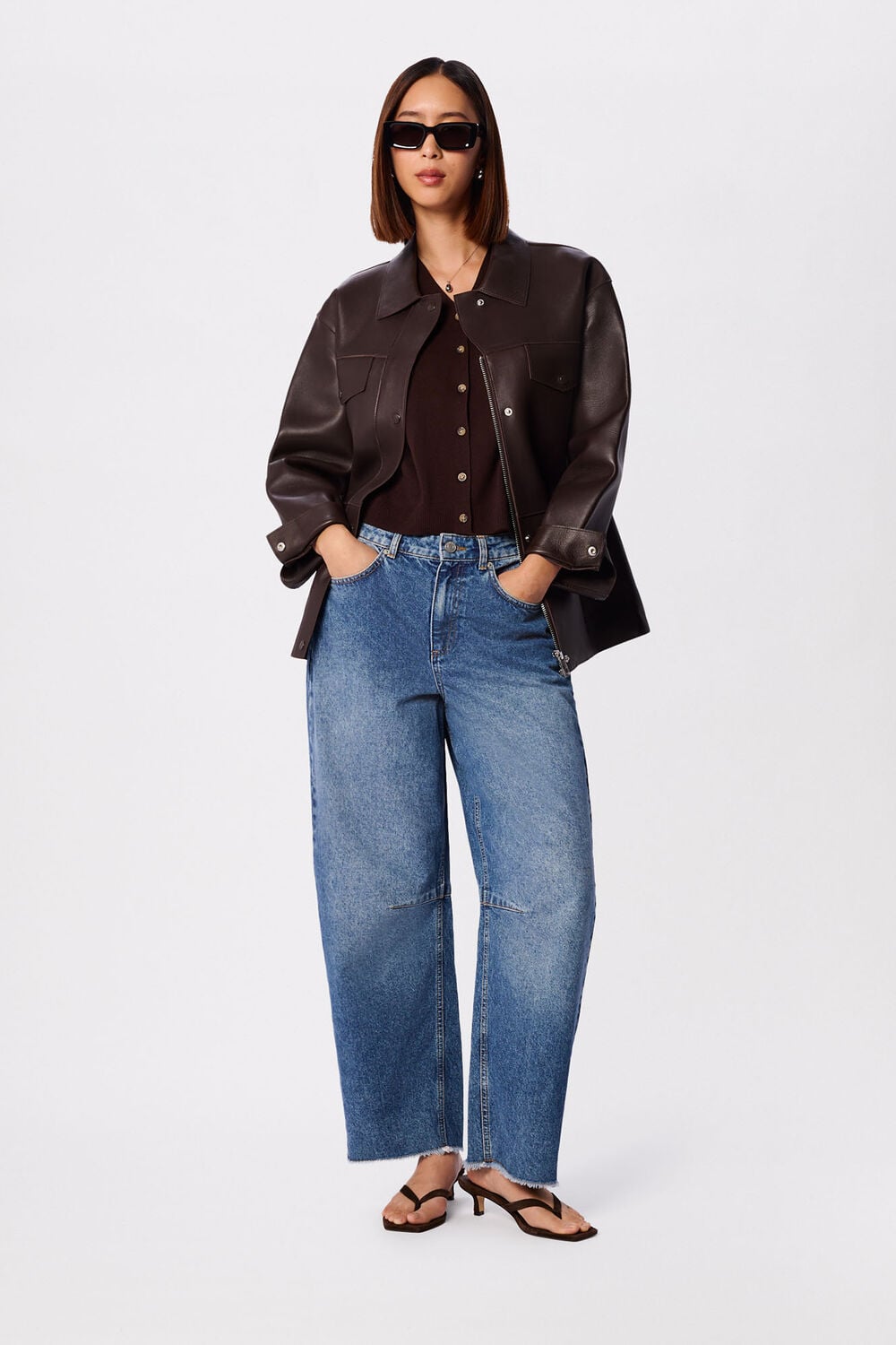 Denim Authentic Raw Hem Barrel Jean