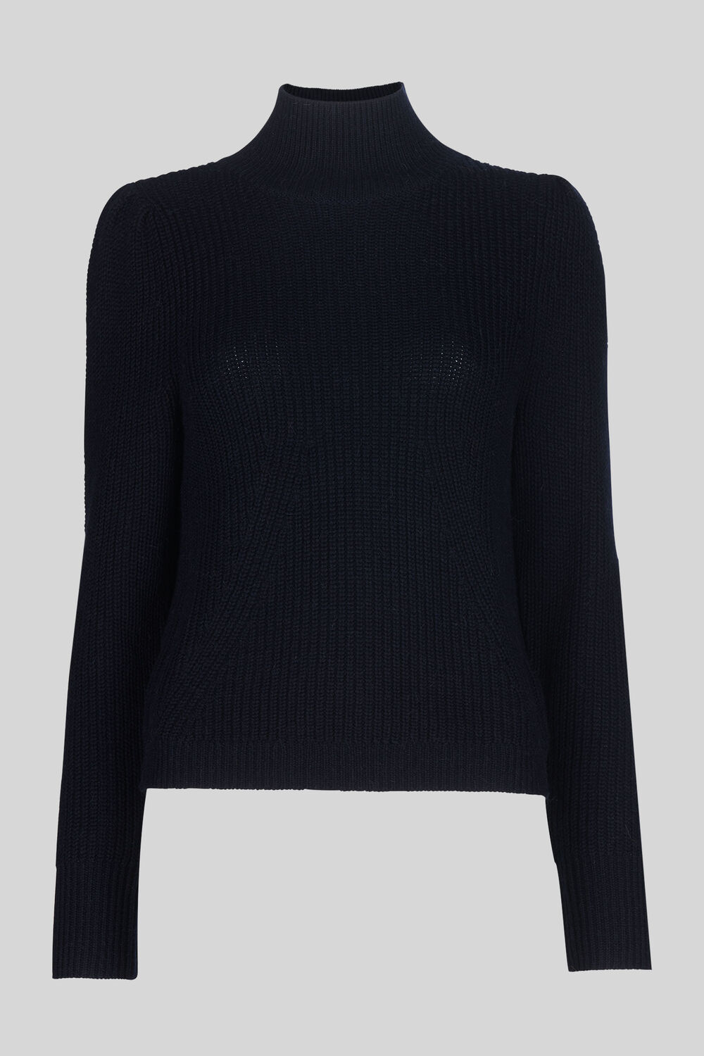 Puff Sleeve Roll Neck Knit Navy