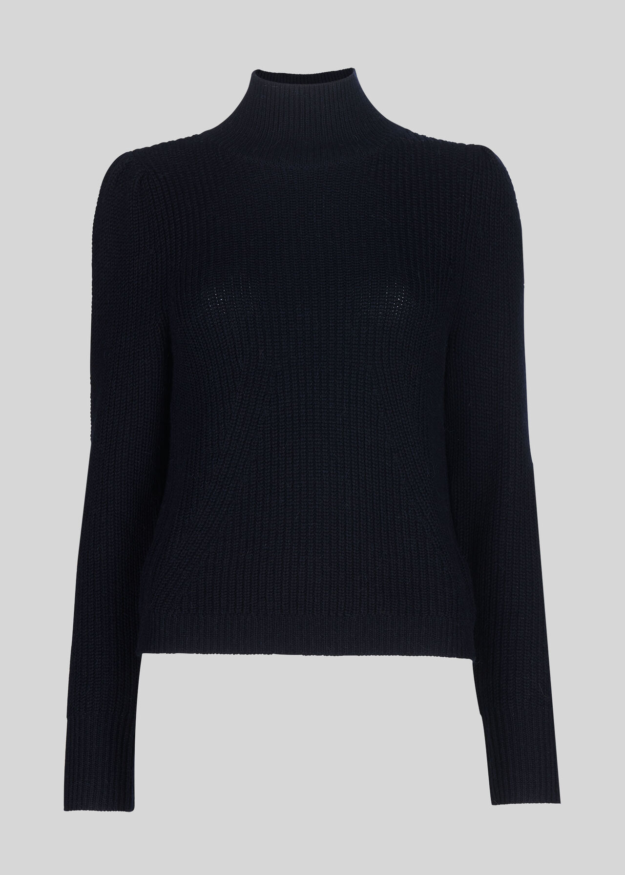 Puff Sleeve Roll Neck Knit Navy