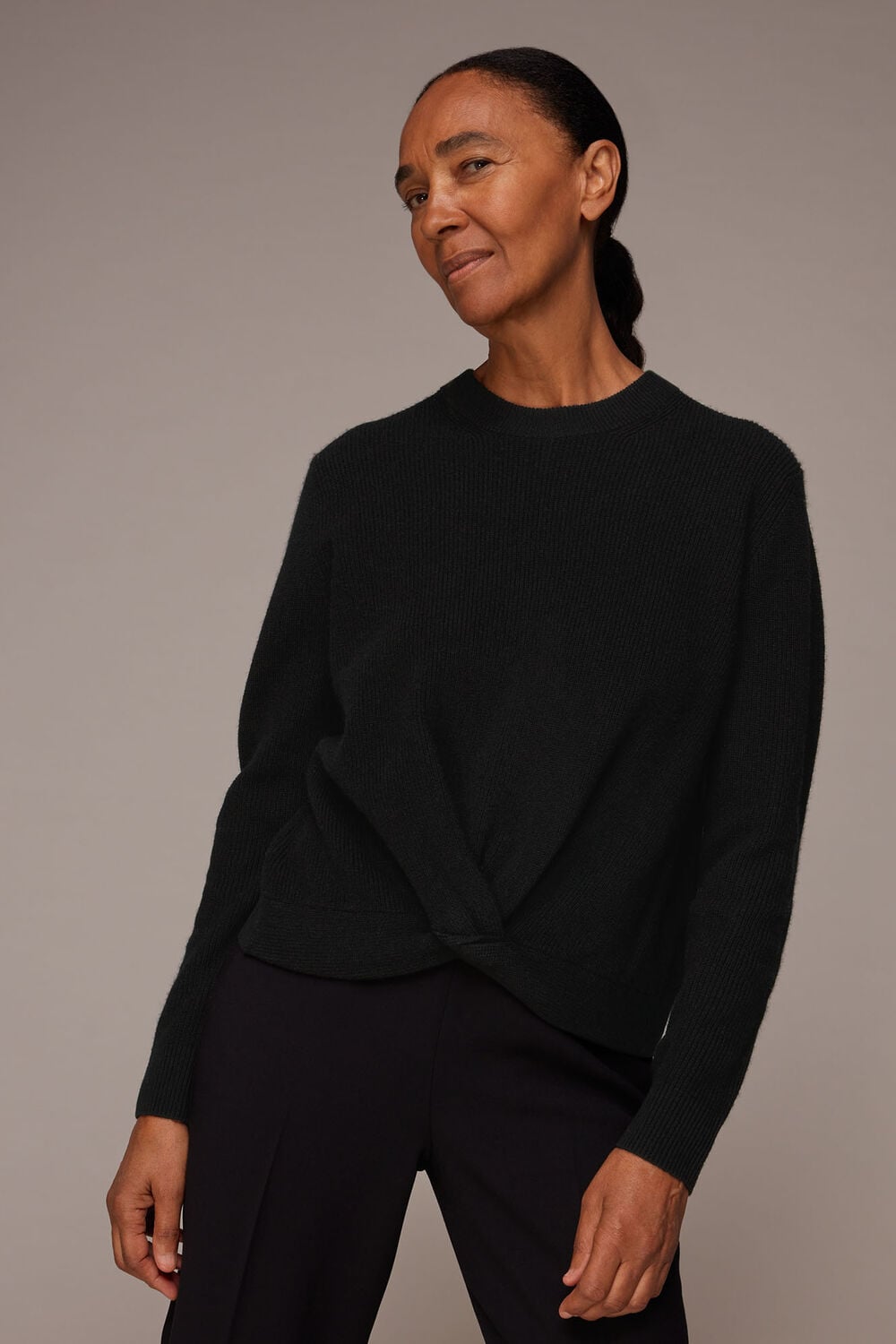 Twist Front Wool Cashmere Knit