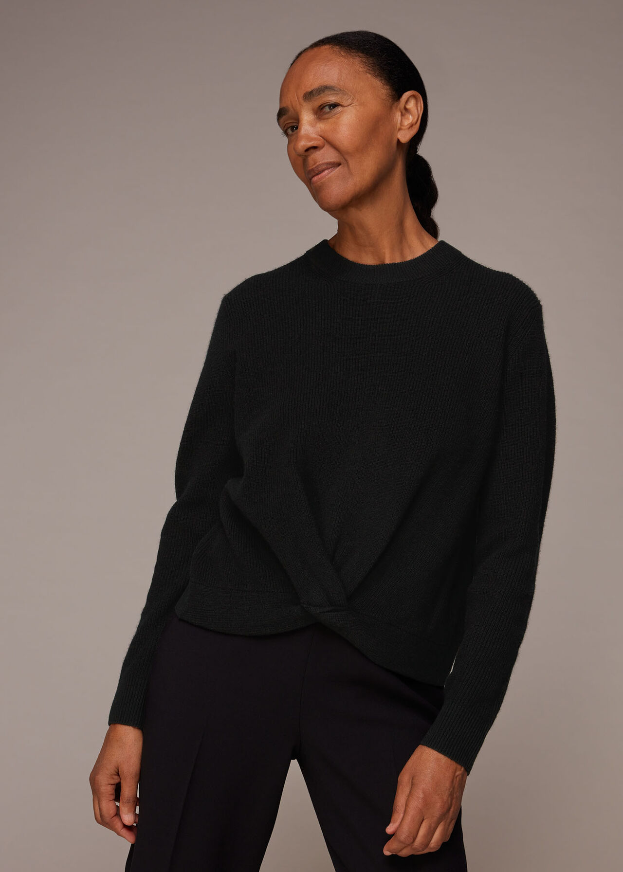 Twist Front Wool Cashmere Knit
