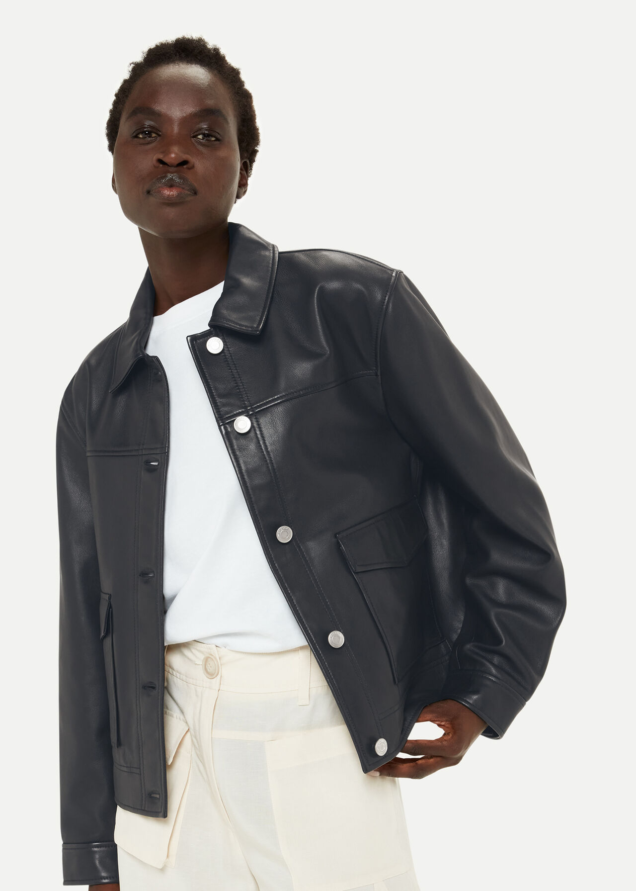 Natia Leather Overshirt