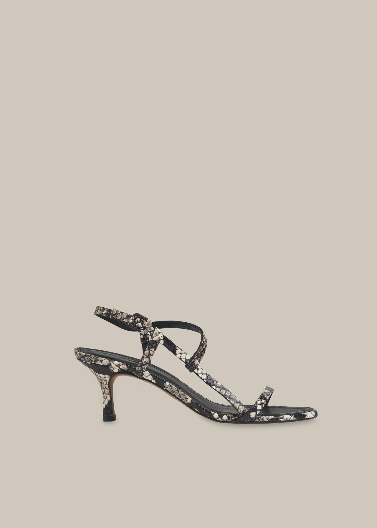 Milana Asymmetric Sandal Snake Print