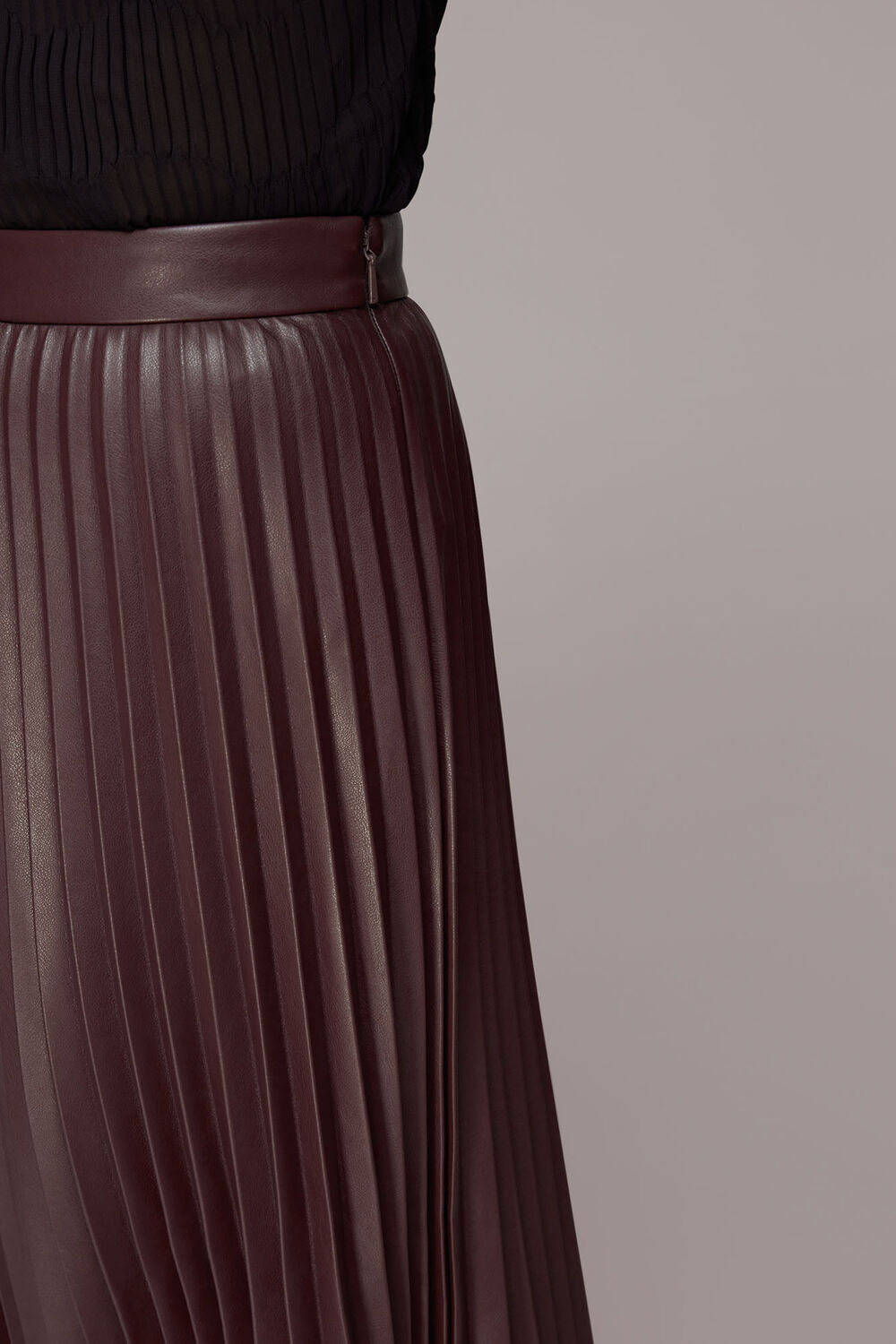 Pleat PU Leather Skirt
