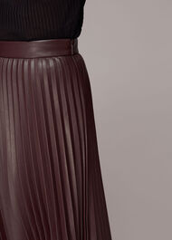 Pleat PU Leather Skirt
