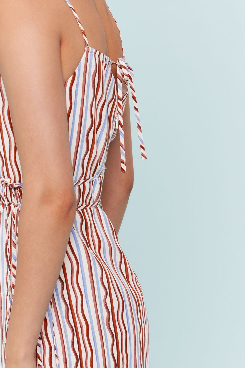 Multicolour Wiggle Stripe Tie Detail Dress