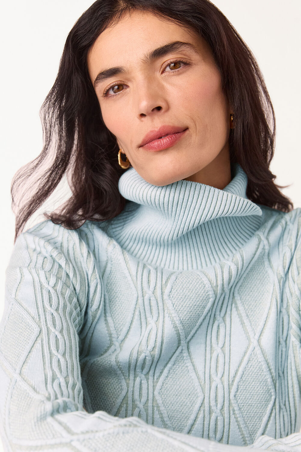 Aoife Fine Cable Roll Neck