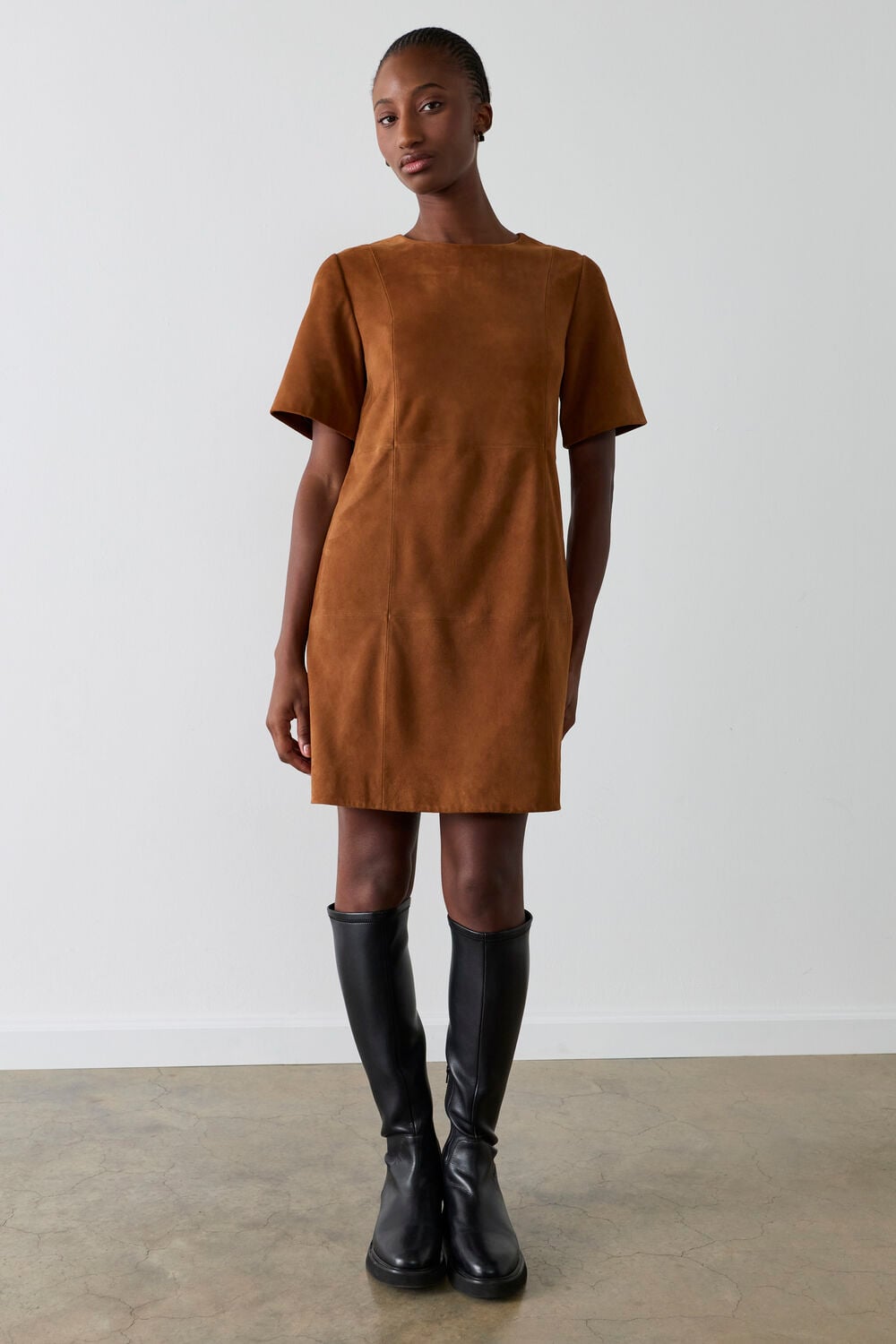 Suede Boxy Mini Dress