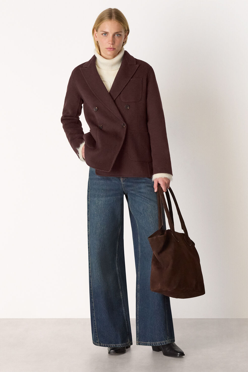 Chocolate Wool Blazer Coat