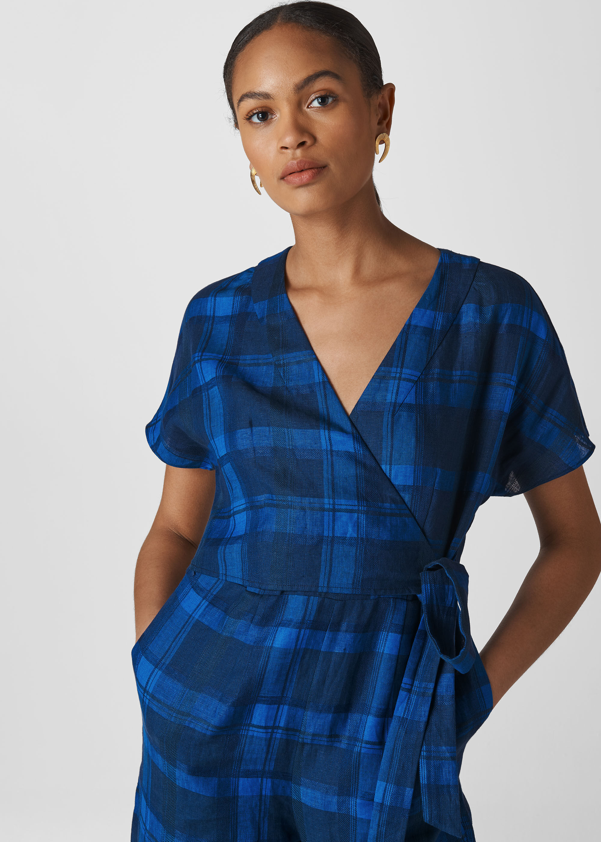 Wrap linen jumpsuit best sale