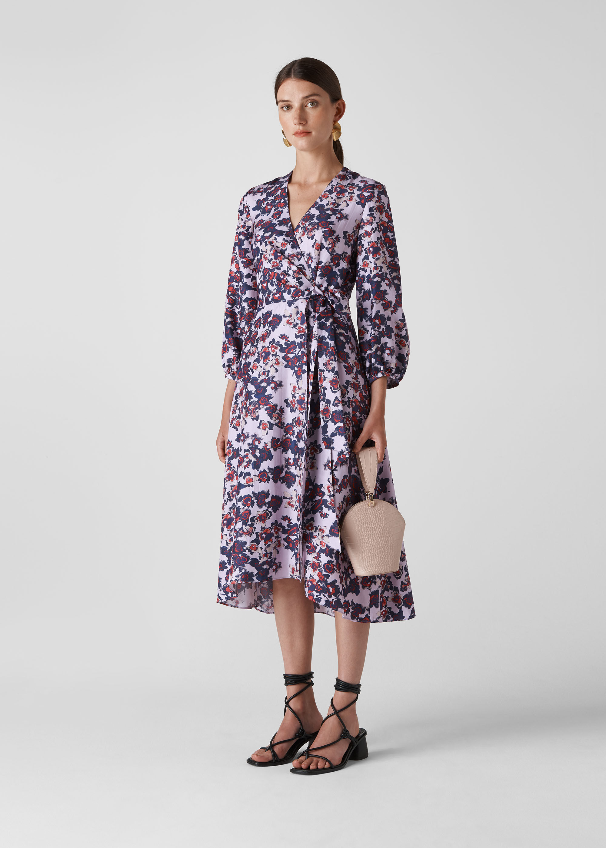 Whistles art discount floral wrap dress