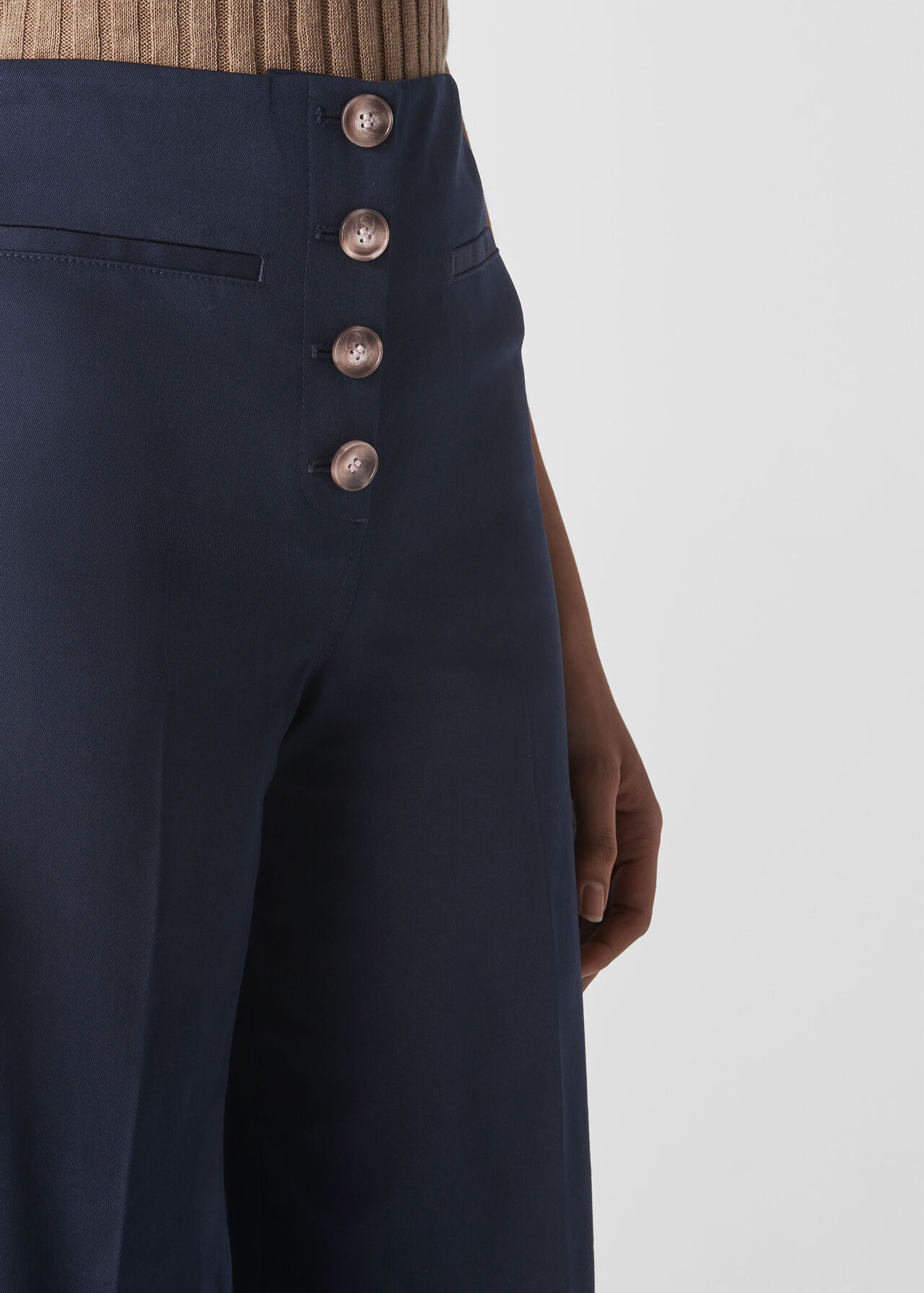 Heidi Button Front Trouser Navy