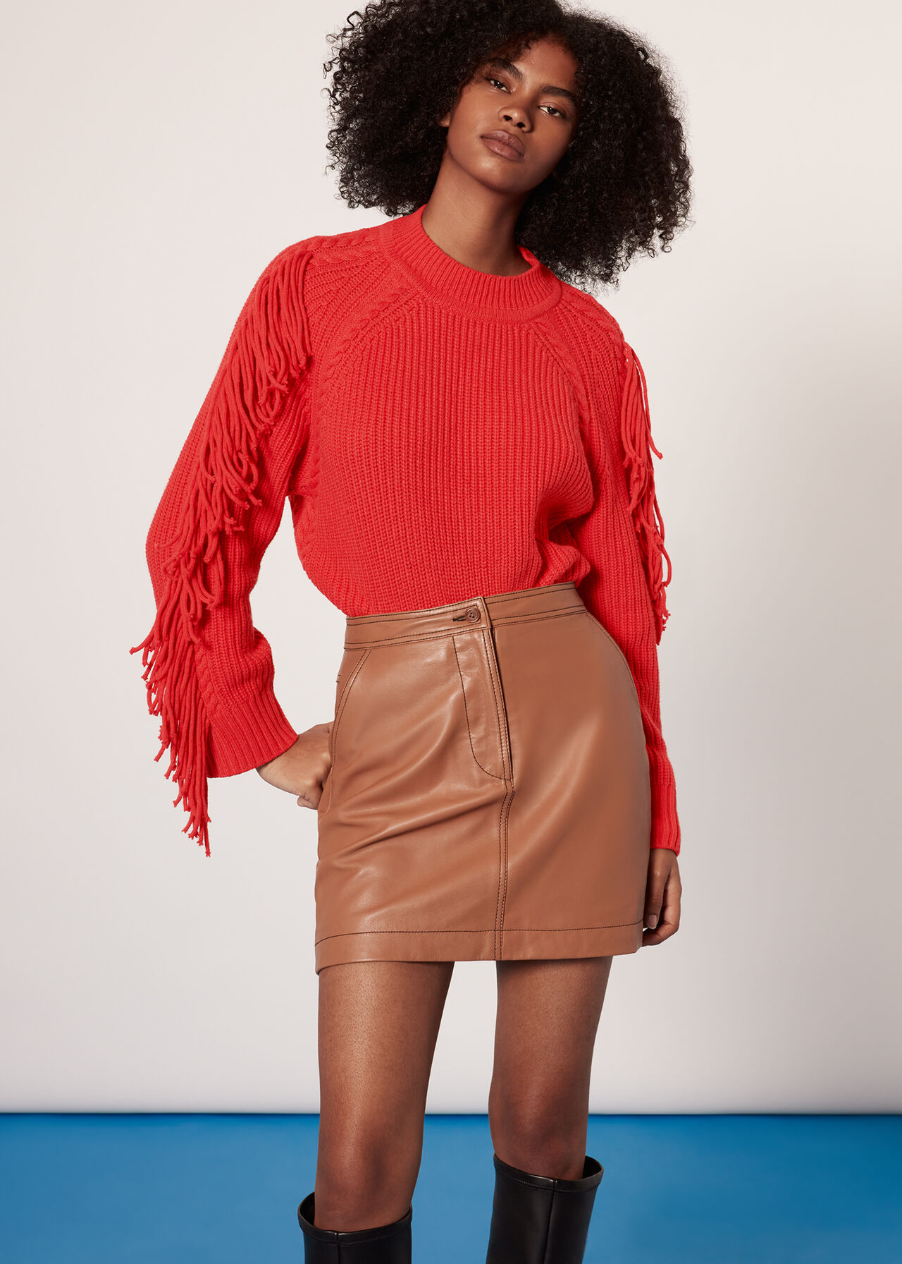 Fringe Sleeve Cable Sweater