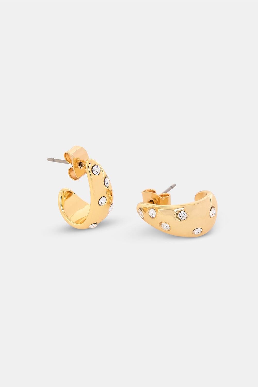 Gold Diamante Mini Curved Earring