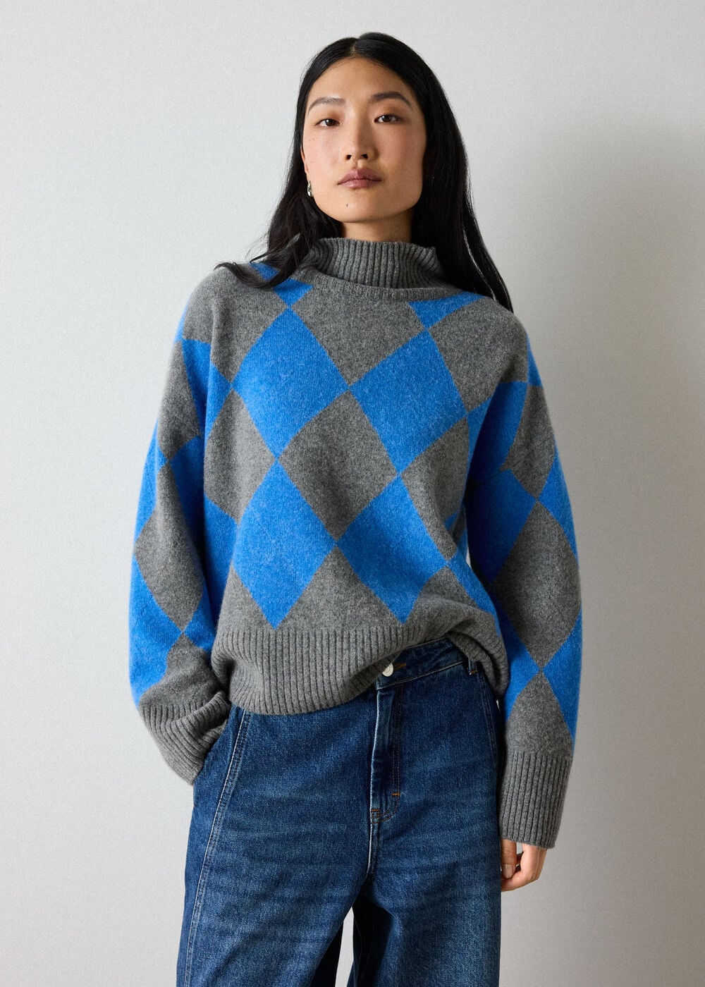 Multicolour Wool Argyle Detail Knit