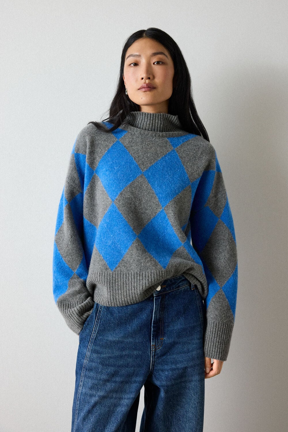 Wool Argyle Detail Knit