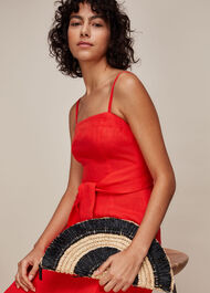Santino Fringe Straw Clutch Black/Multi
