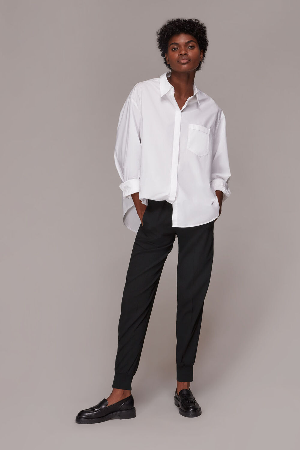 Rib Cuffed Crepe Jogger