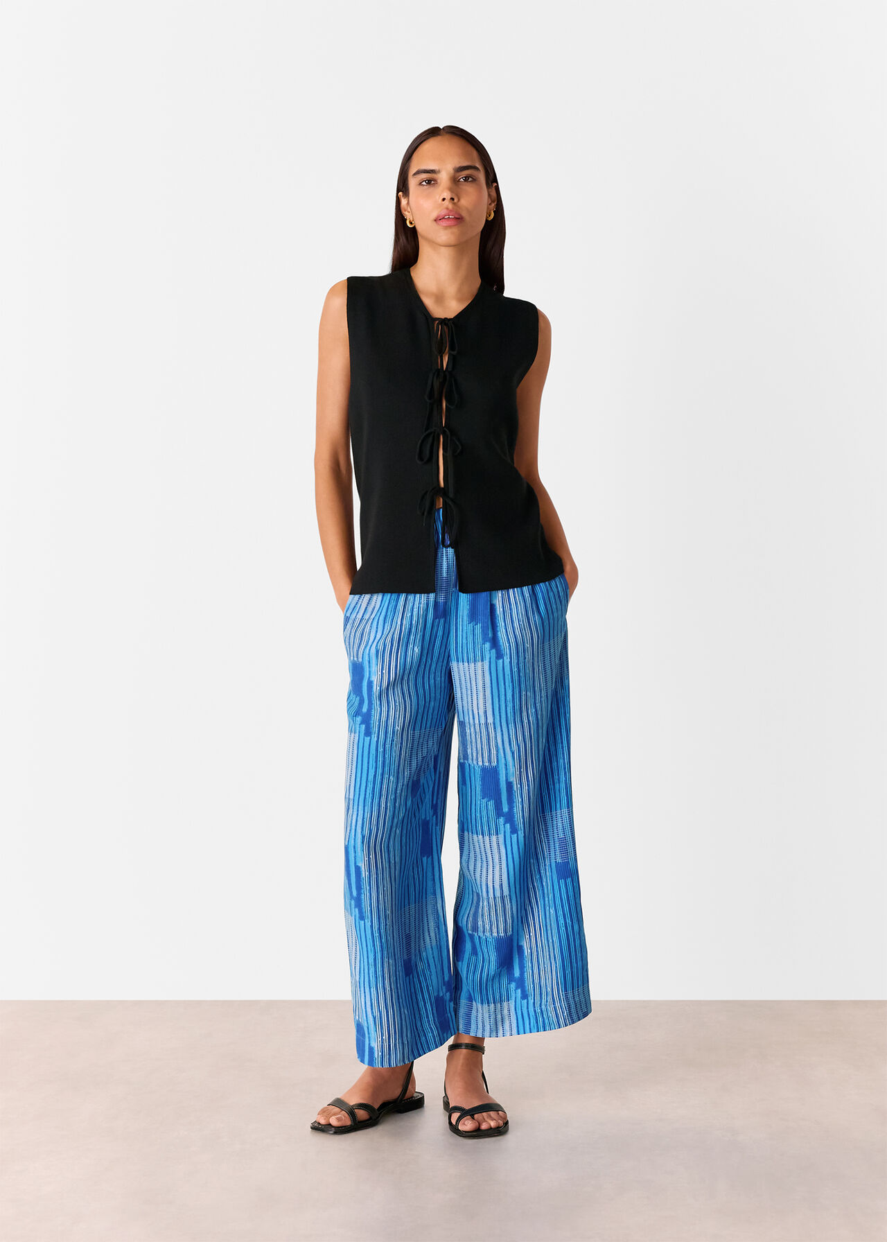 Stripe Print Cropped Trouser