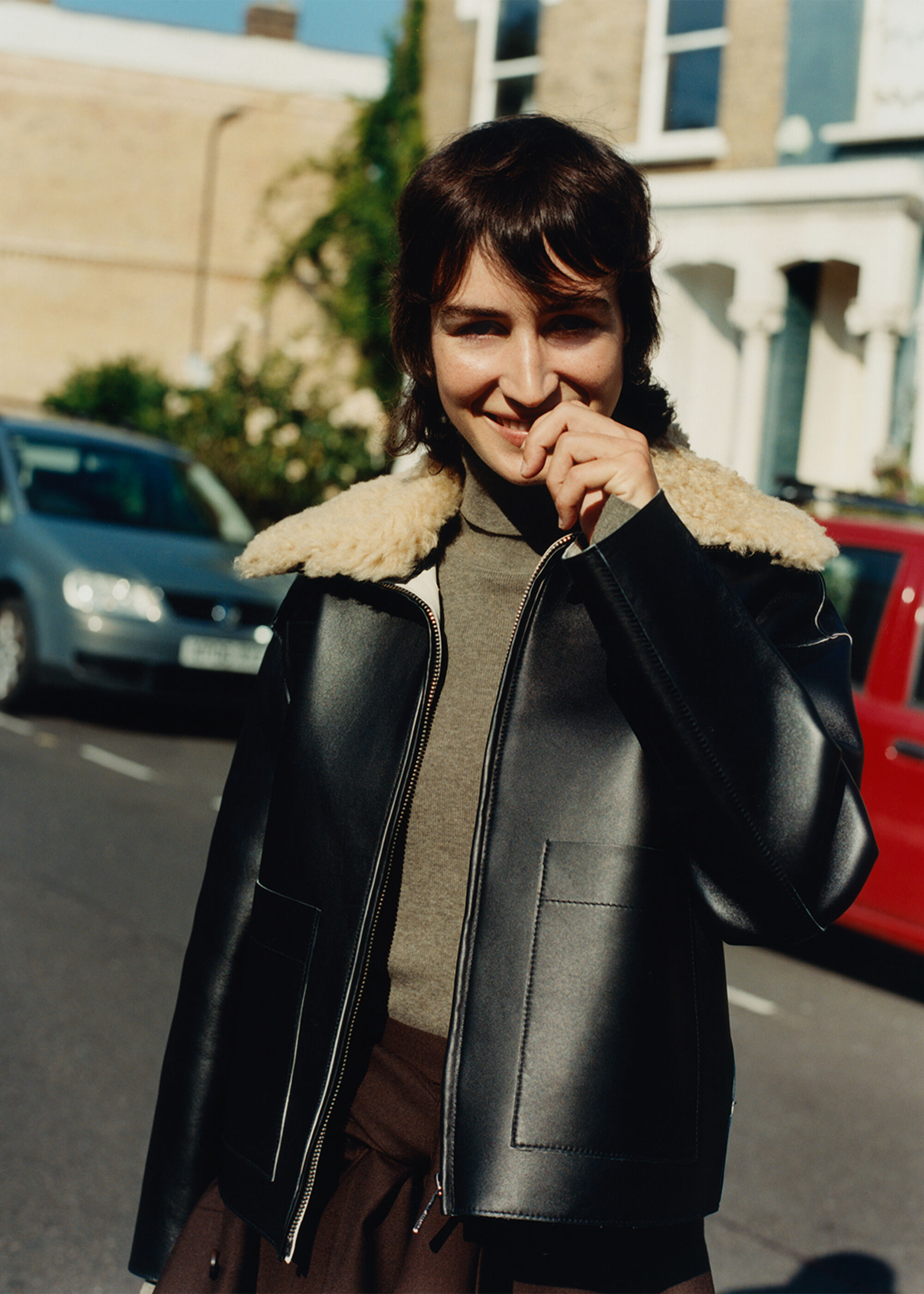 Black Bonded Shearling Collar Jacket WHISTLES