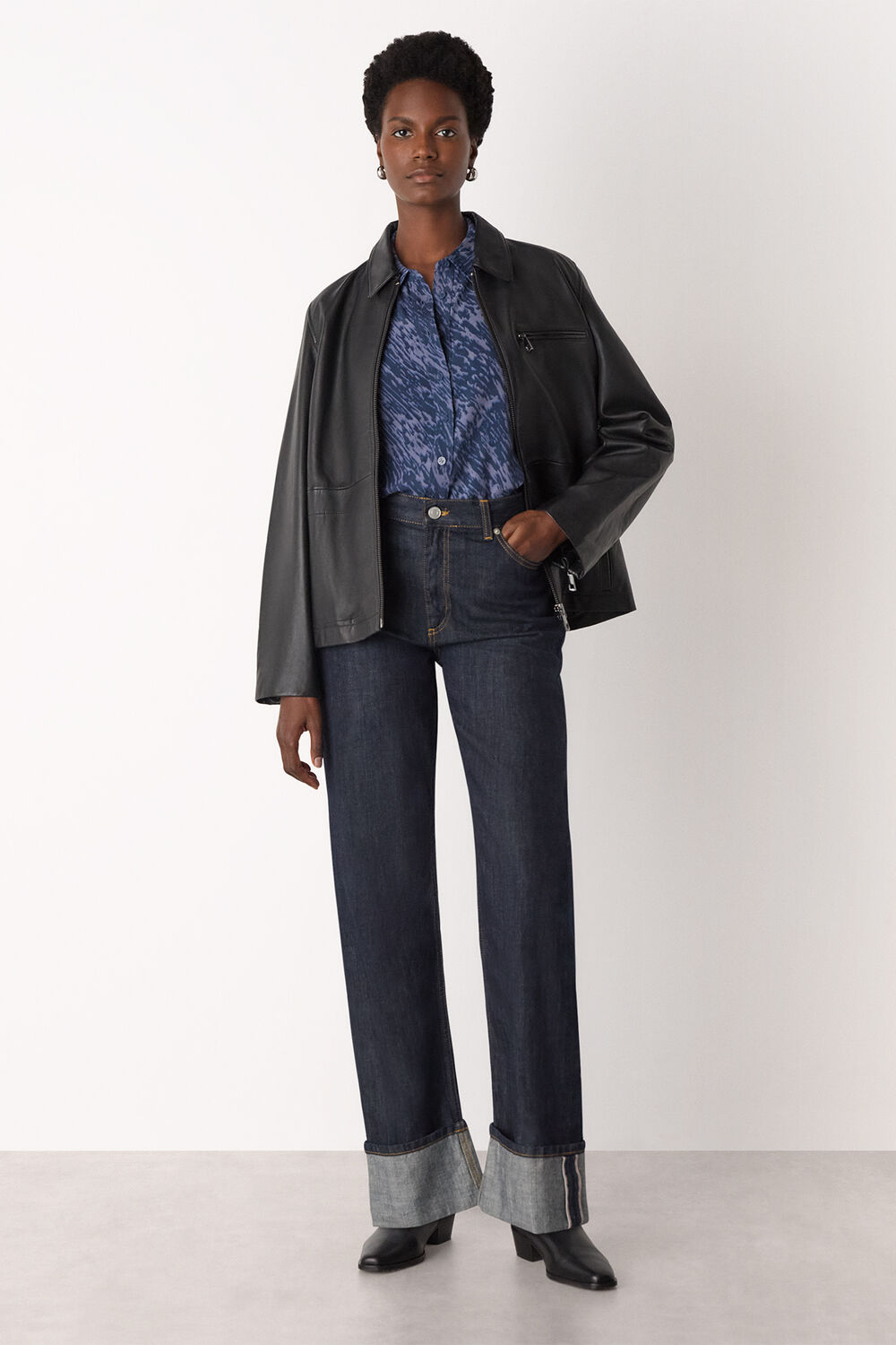 Blue Abstract Marks Collared Shirt