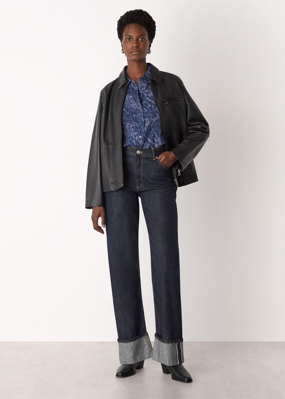 Blue Abstract Marks Collared Shirt