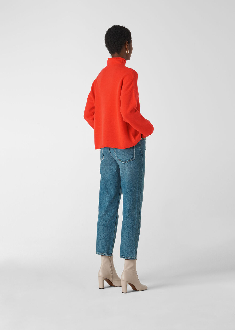 Soft Roll Neck Wool Sweater Flame