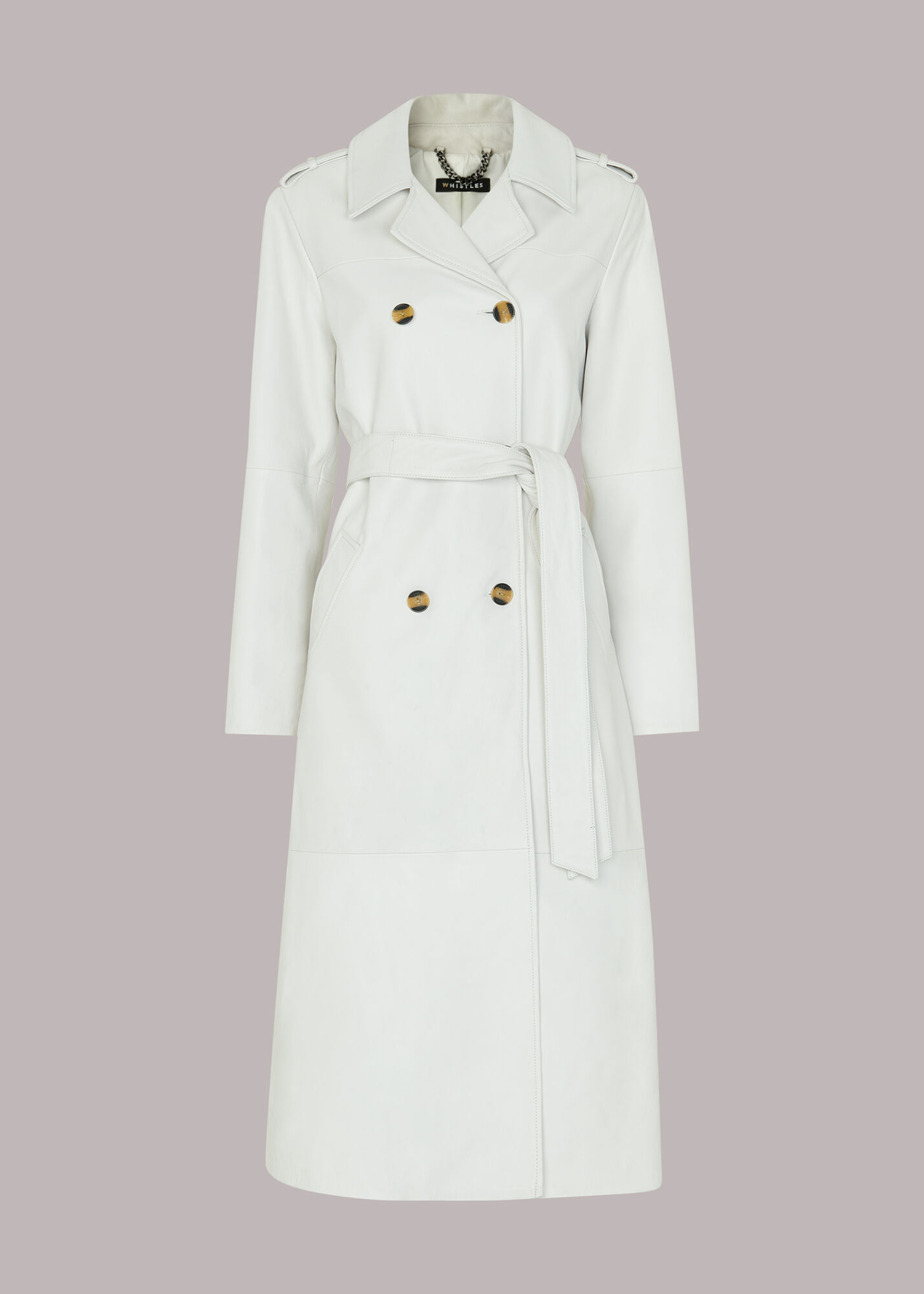 White Gemma Leather Trench Coat