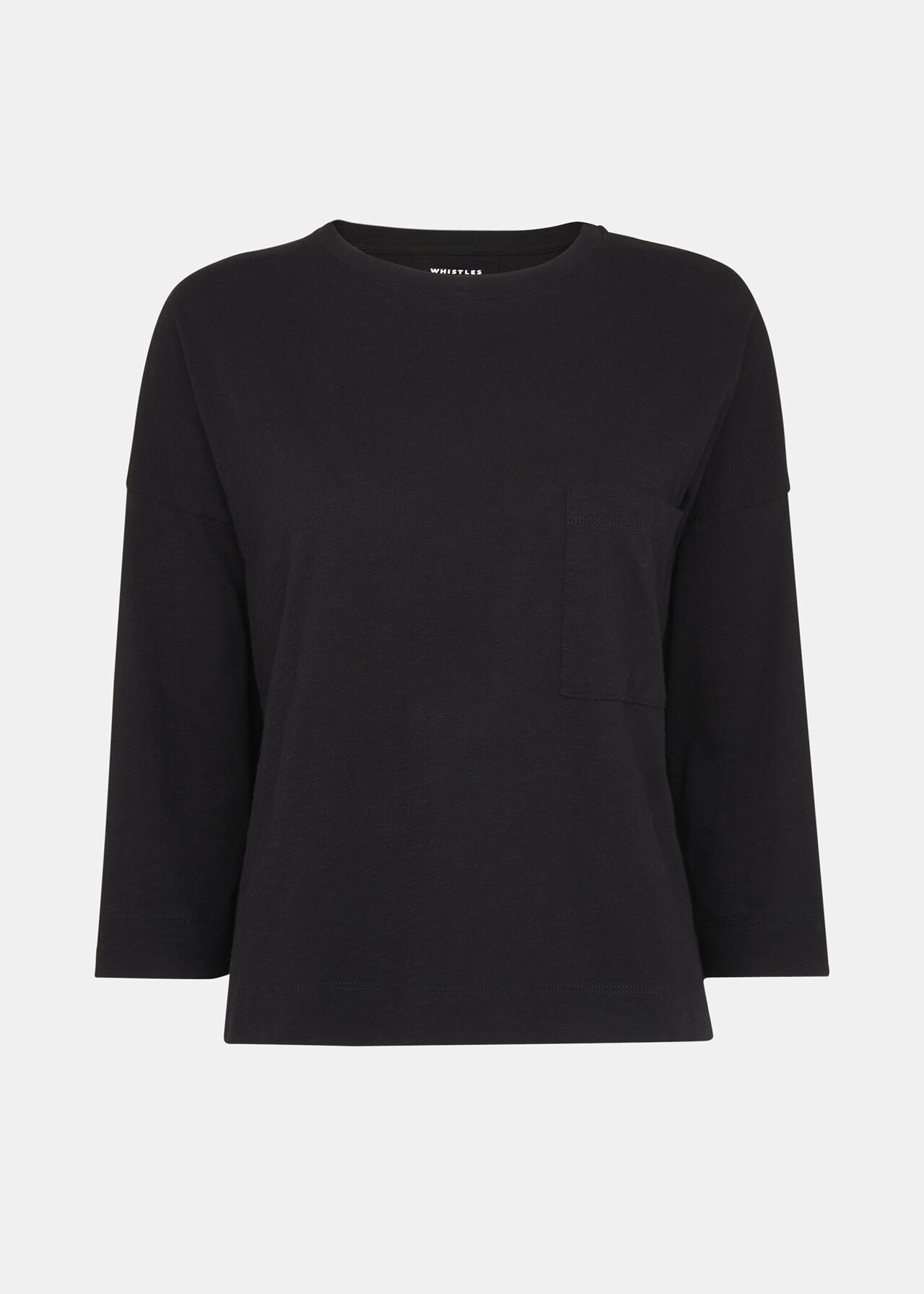 Black LongSleeve Top with Pocket 100 Cotton Whistles Whistles AU