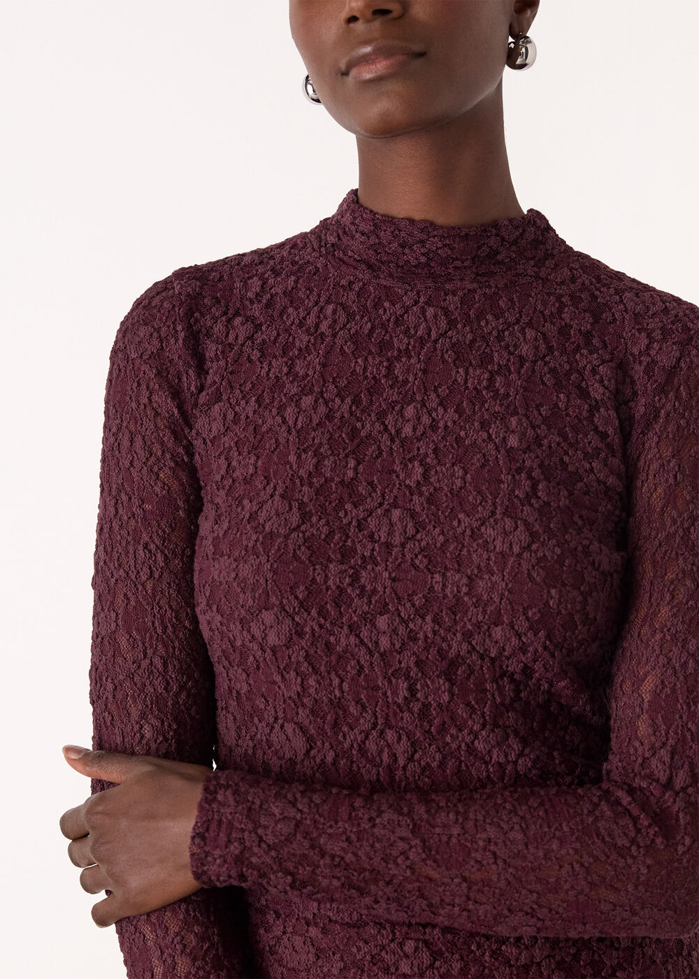 Lace Detail High Neck Top