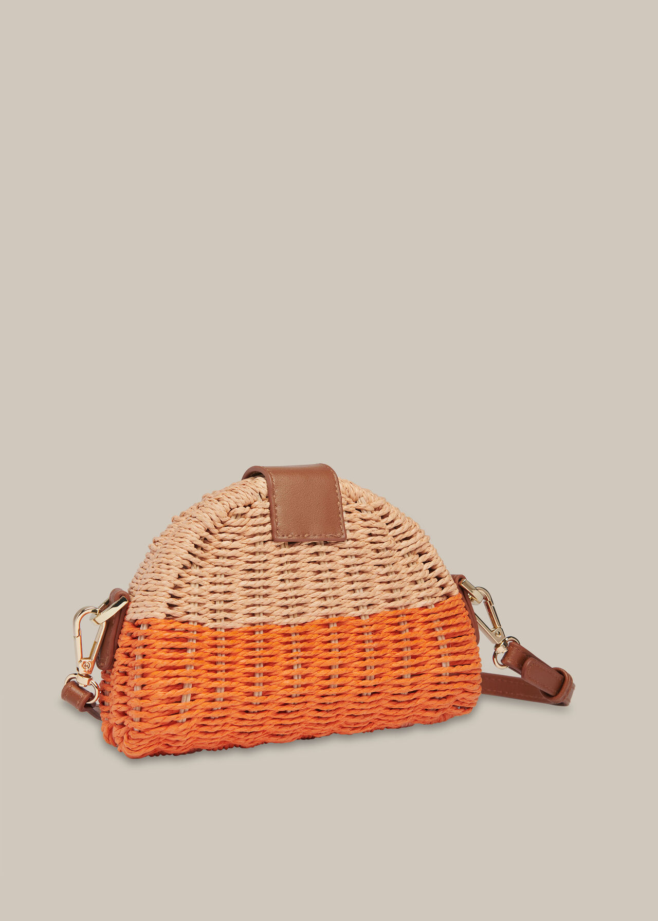 Leo Mini Crossbody Straw Bag Orange/Multi