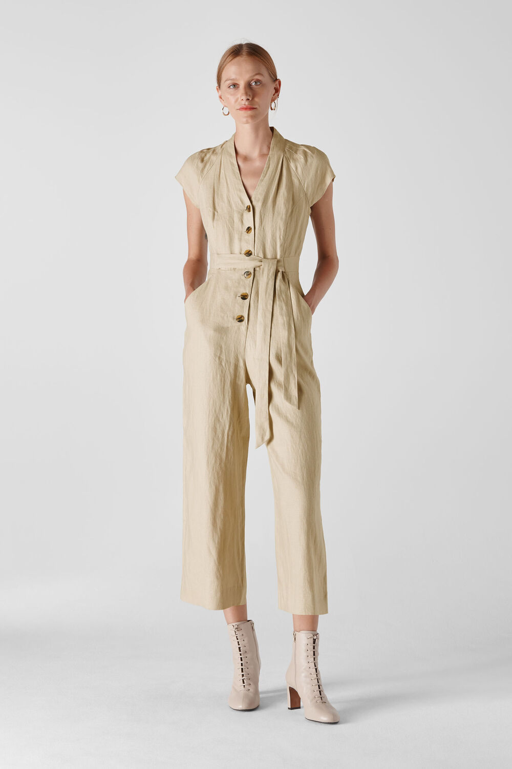 Sana Linen Jumpsuit Beige