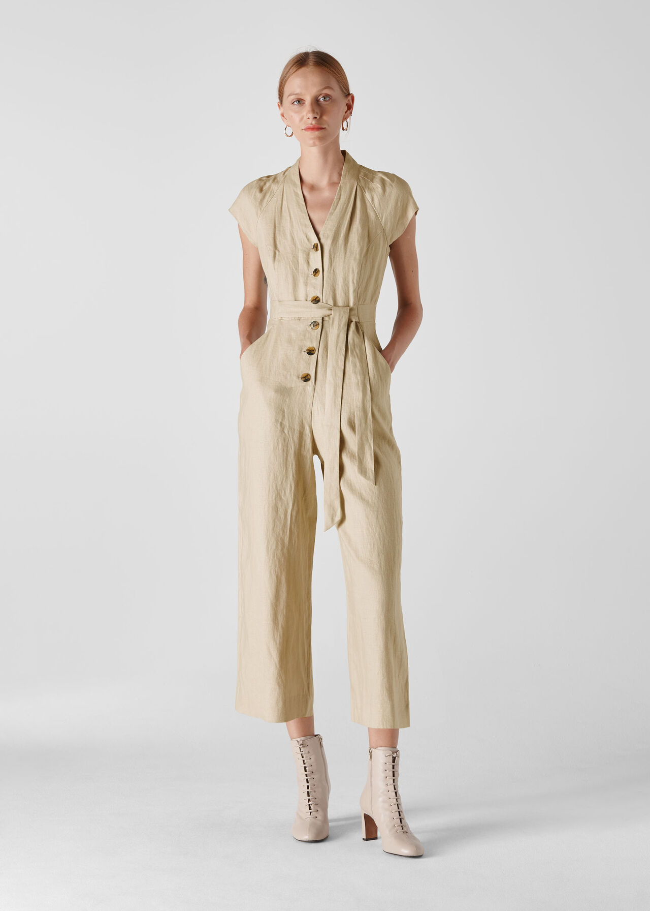 Sana Linen Jumpsuit Beige