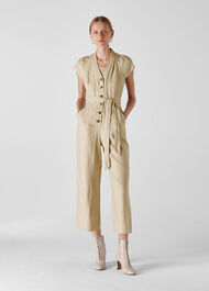 Sana Linen Jumpsuit Beige