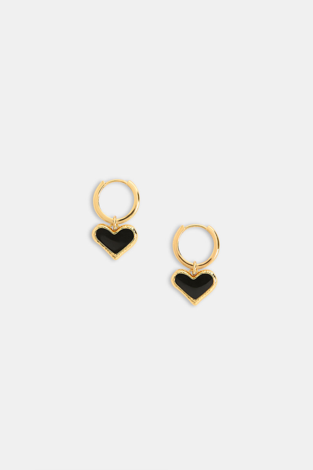 Gold Enamel Heart Huggie Earring