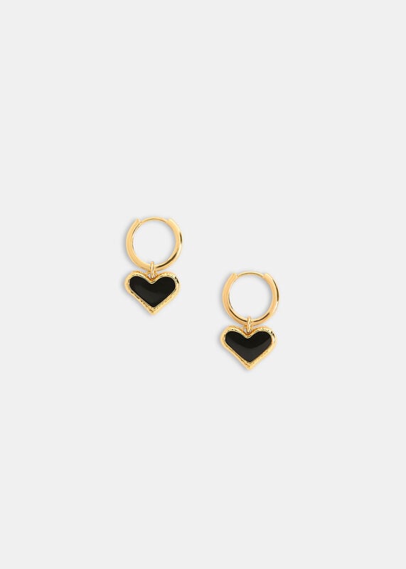 Gold Enamel Heart Huggie Earring