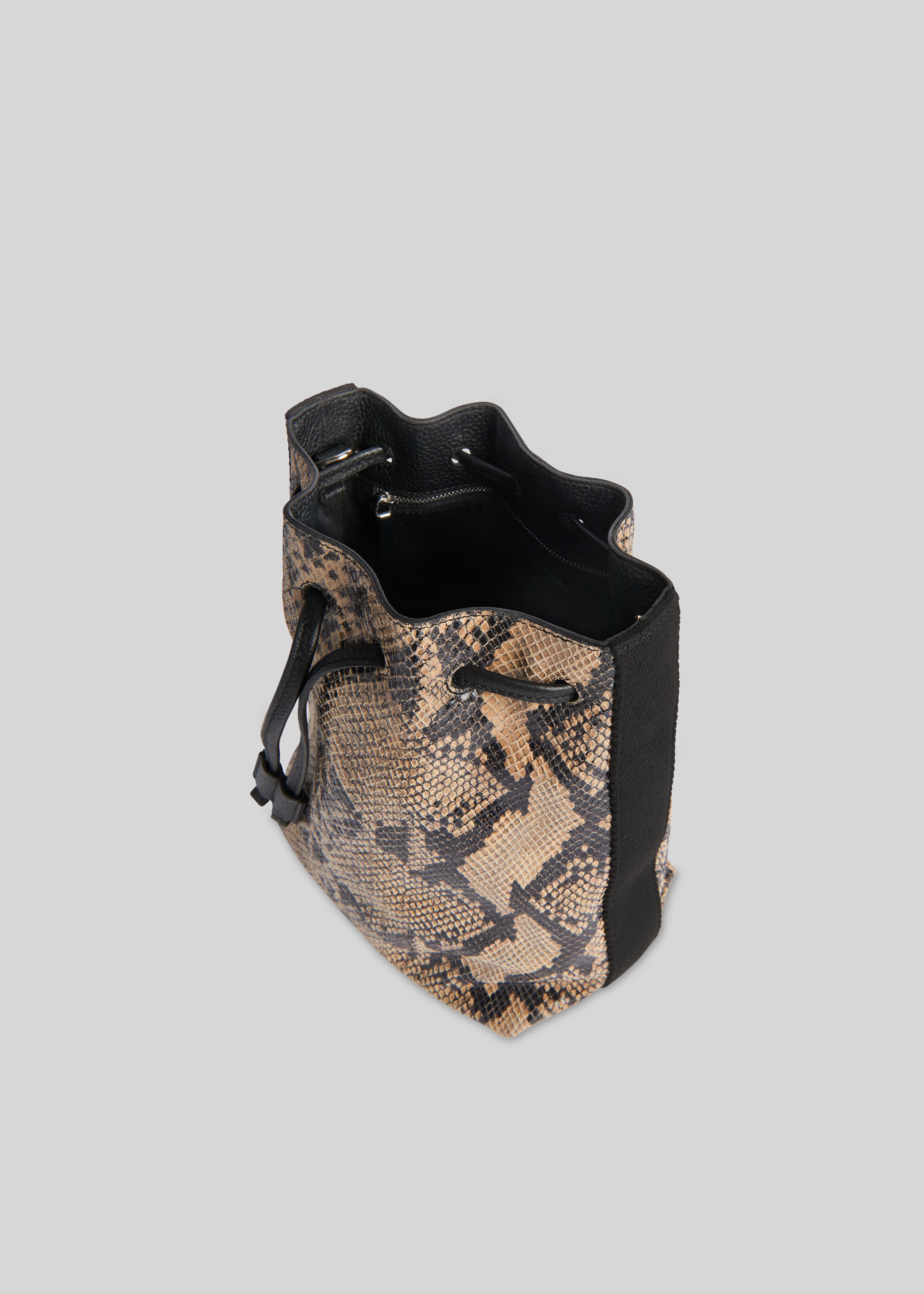 Snake print bucket bag top