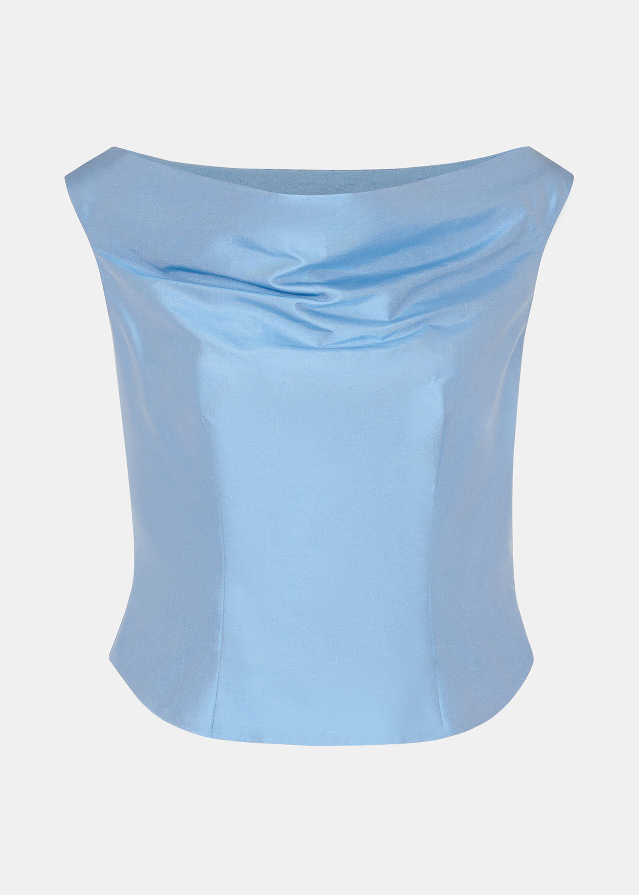 Blue Taffeta Silk Off Shoulder Top | WHISTLES