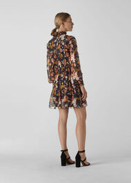 Clover Floral Silk Mix Dress Black/Multi