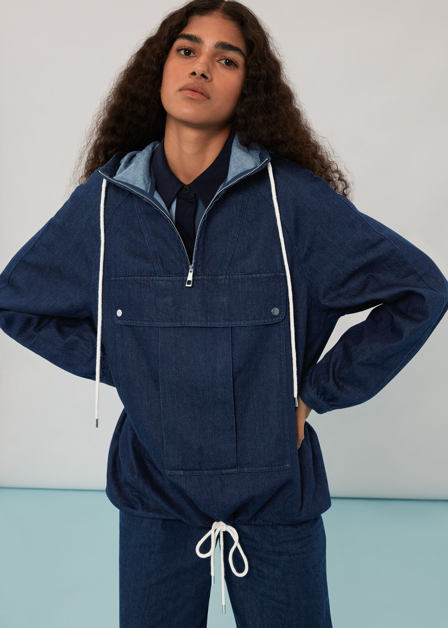 Denim pullover sales jacket